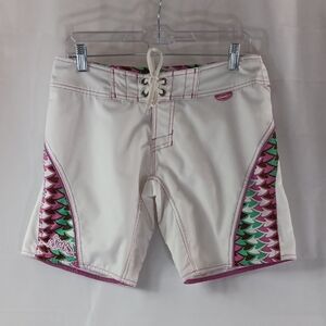 Sims Swim Shorts Women's Size Small White and Pink Surf Shorts (Flaw)